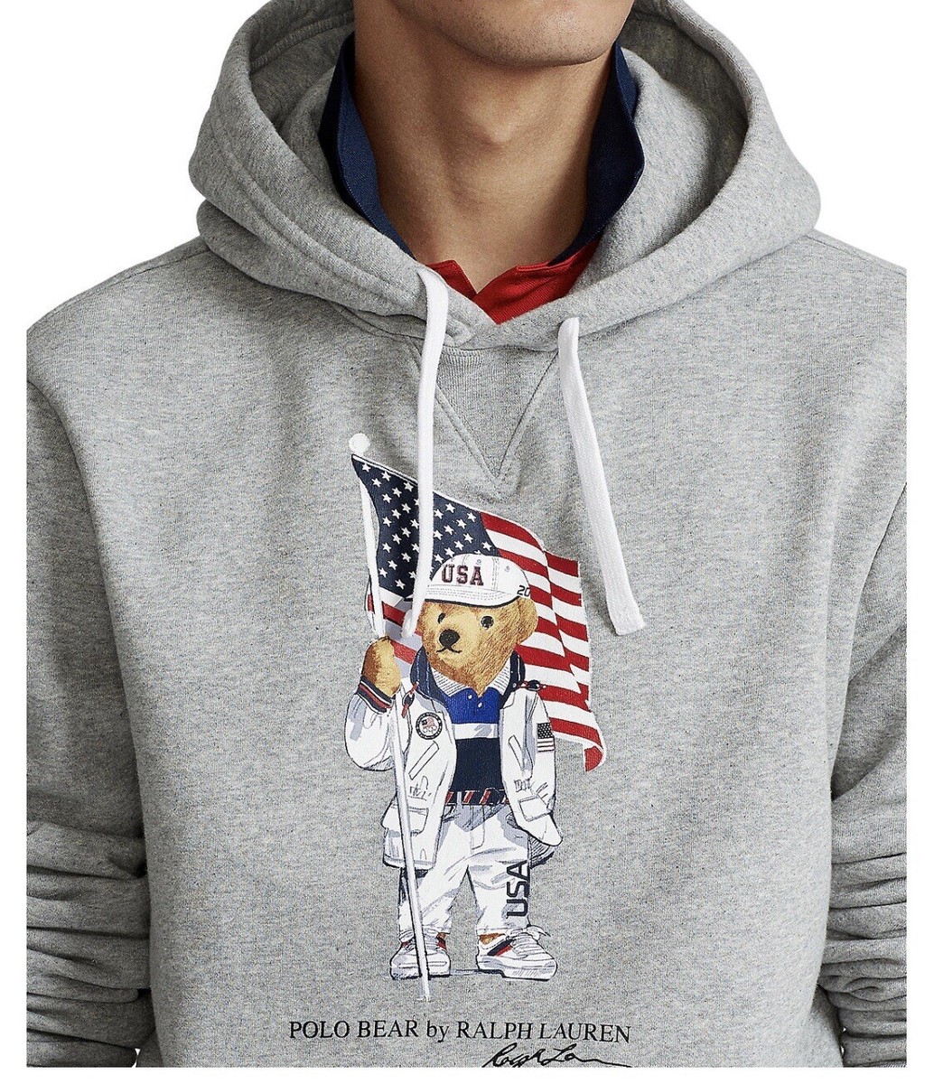 NWT POLO RALPH LAUREN Mens XL Team USA Flag BEAR Heavy Hoodie