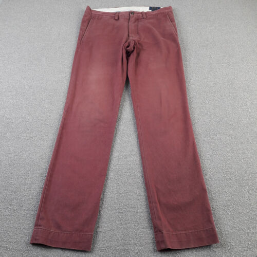 Polo Ralph Luren Chino Trousers Mens W30 L32 Burgundy Chinos Slim Fit Zip Fly - Picture 1 of 16