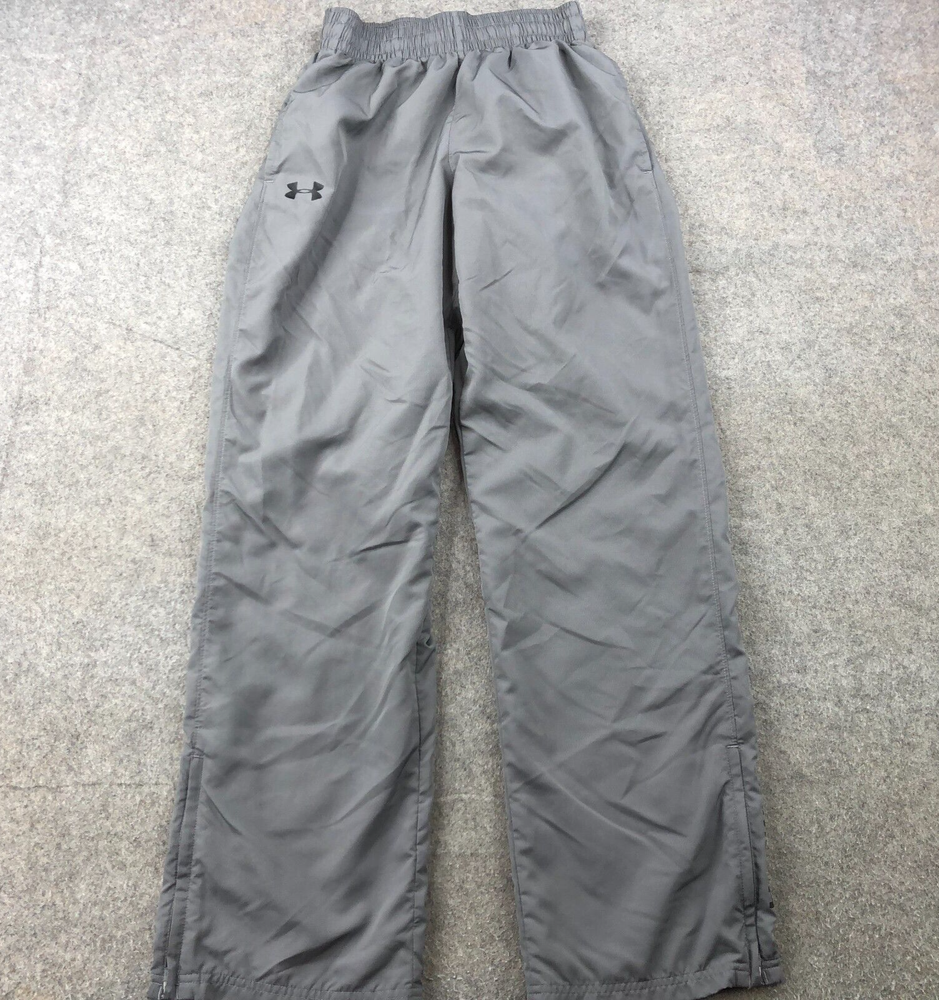 Under Armour Mens Medium Gray Windbreaker Track Pants Gym Warm Up Straight Fit Logo