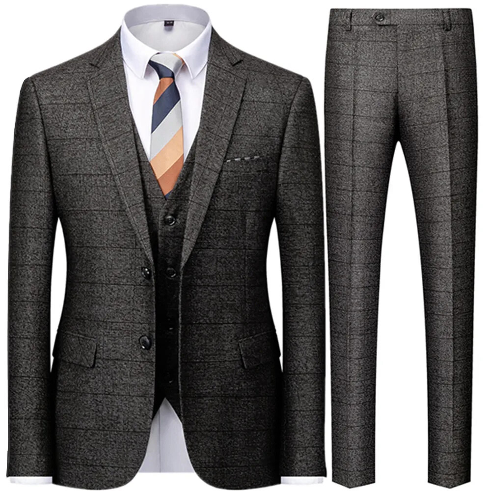 Men's Business Suit Set - Jacket Pants Vest Coat Trousers Waistcoat-image