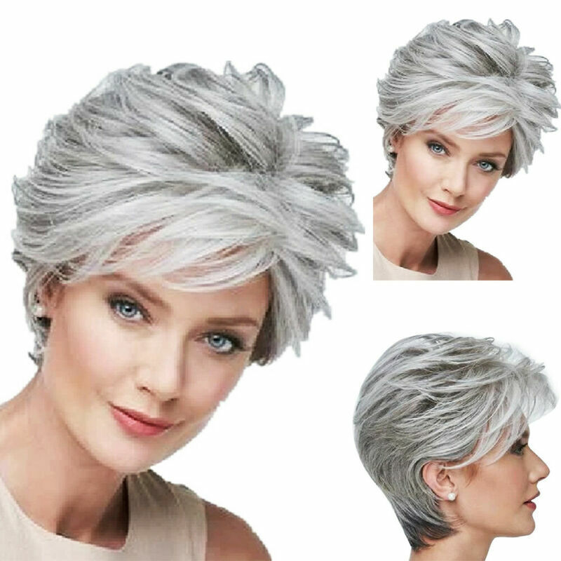 Women Natural Boy Cut Pixie Wigs Curly/Straight Short Layered Hair