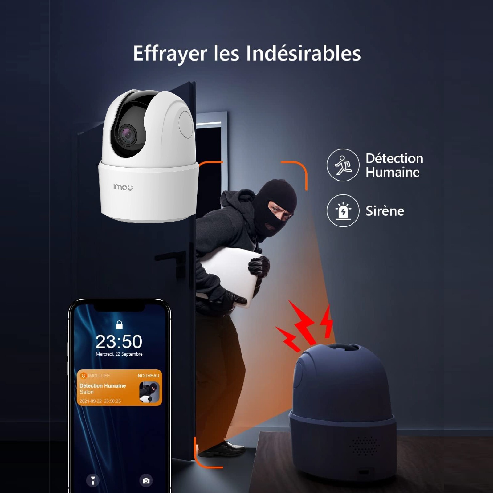 Caméra surveillance WiFi intérieure 1080P smartphone 360 pour sécuriser sa maison à distance