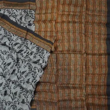 Namaste Vintage Black Sarees 100% Pure Silk Floral Printed Sari 5YD Craft Fabric