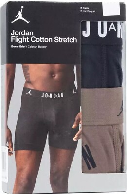 Nike Air Jordan Men Cotton Stretch Premium Boxer Briefs 2-PACK Brand NEW Size L