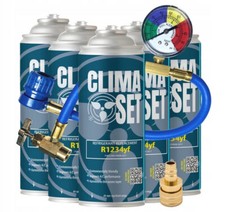 ClimaSet GIGA Paket 5x R1234YF +Schlauch Befüllen der Klimaanlage Kältemittel