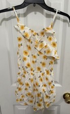 Abercrombie Kids Girl's Sunflower Romper Sz 11/12 Shorts Adjustable Straps