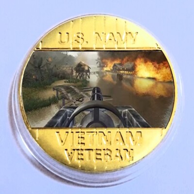 Vietnamkrieg US Navy - Münze Gedenkmedaille vergoldet (Ref 5)