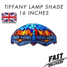 16 Inch Dragonfly Tiffany Style Handcrafted Art Stained Glass Lamp Shade Only