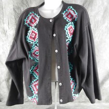 EUC Carole Little for St Tropez Wear Solid Black Jacket Size L 6957