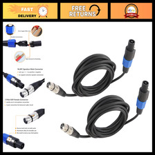 2-Pack 10ft SpeakOn to XLR Cables - Male to Female Audio Extension for DJ PA Sta