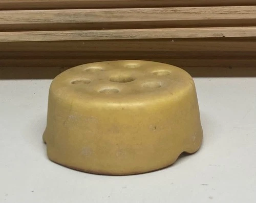 Vintage Rookwood Art Pottery 1920 Golden Yellow 3 1/4" D Flower Frog #1621D