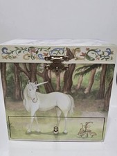 Vtg Jewelry Music Box Enchantmints Unicorns Spins "The Unicorn" Treasure