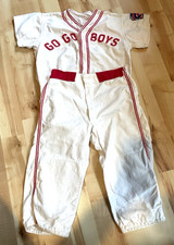 1960s Little League Baseball Uniform White Red Youth Large Vintage