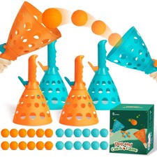 Pop and Catch Ball Game with 24 Balls and 4 Catch Launcher Baskets - Outdoor ...