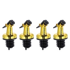 4Pcs Stainless Steel Bottle Pourers Liquor Spout Wine Bottle Stoppers Gold