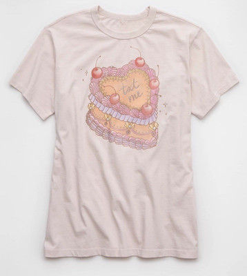 American Eagle Oversized Valentine's Day Graphic Cupcake TXT ME Hushed Violet M