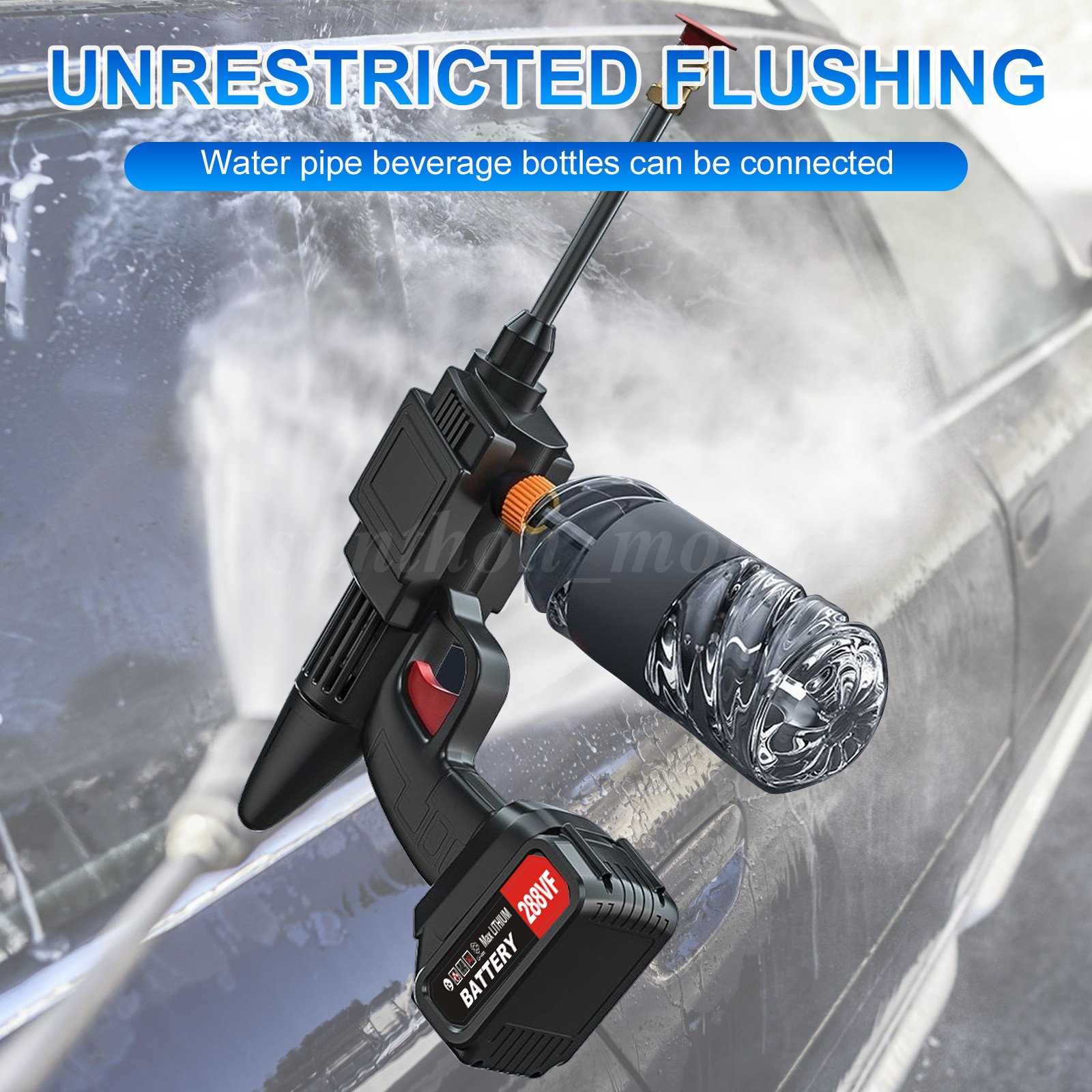 Cordless Electric High Pressure Water Spray Car Gun 970PSI Portable Washer Clean