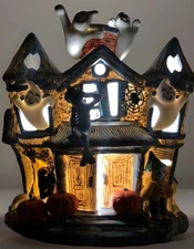 Partylite 8” Halloween Haunted House Ghost Tea light Candle Holder P7311 RETIRED