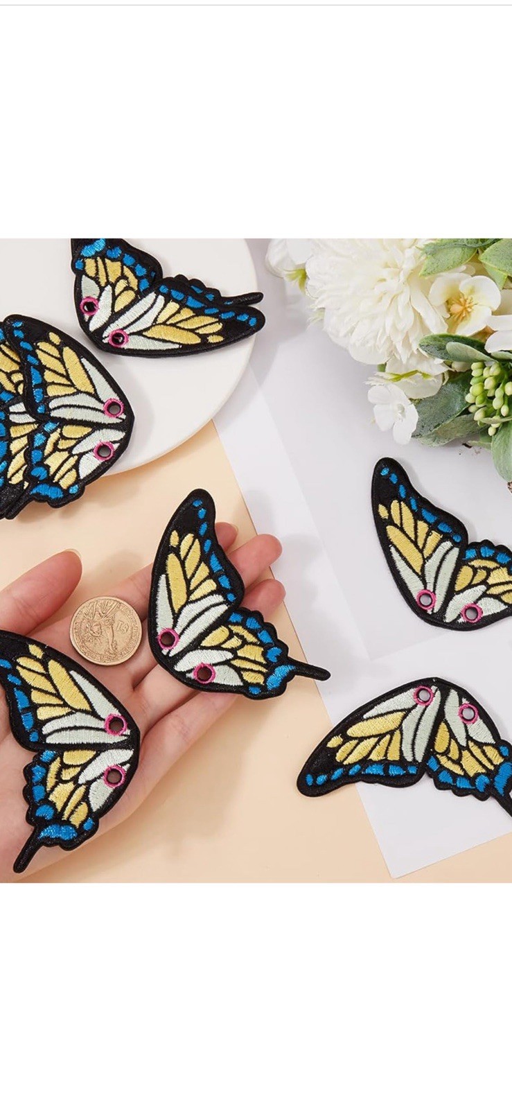 Multicolored Skate Boot Butterfly Shoe Wings Clips Accessories Embroidered NEW