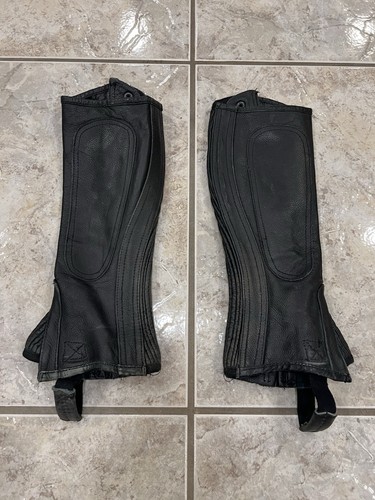 Childs Large Tall LT Perri’s Pro Zip Leather English Horseback Riding Half Chaps