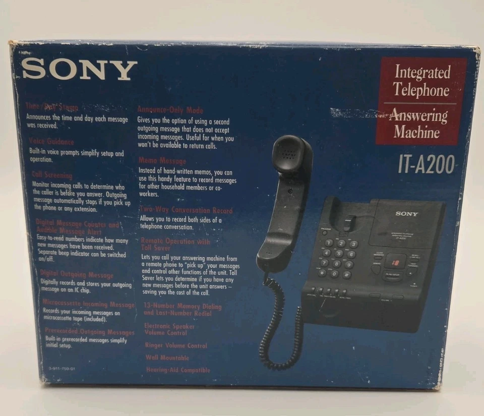 Sony IT-A200 Teléfono Integrado Contestador Automático Hora/Día Sello Voz... Foto 2 de 4