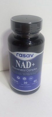 Rasav NAD+ Resveratrol Complex 752mg 60 Capsules Anti-Aging Cellular Support