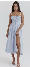 House of CB Jaime Soft Blue Cotton Broderie Anglais Midi Sundress M