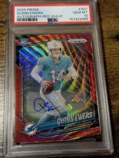QUINN EWERS 2025 Panini Prizm #307 Rookie Red Wave Prizm /149 Auto PSA 10
