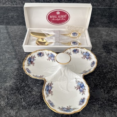 Royal Albert Moonlight Rose Gewürzschale mit passendem Besteck unbenutzt!