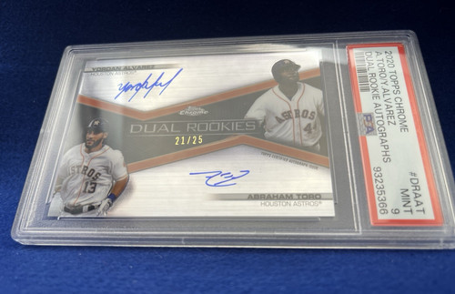 Yordan Alvarez 2020 Topps Chrome RC /25 PSA 9 Dual Rookie Autograph Astros Auto