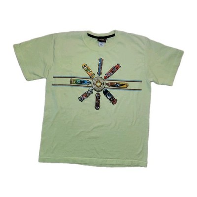 Gecko Hawaii Men's Skateboarding Graphic Cotton T-Shirt Yellow Crew Neck Large
