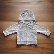 Gap Baby Boys/Girls Brannan Bear French Terry Hoodie Gray/White Stripe Sz 6-12M