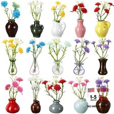 15 Pcs Mini Ceramic Vase Magnets for Fridge, Mixed Ceramic Glass Holders with