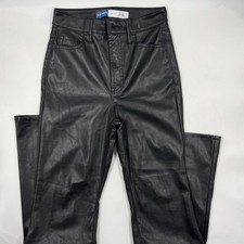 Old Navy Pants Womens 0 Black High-Rise Flare Faux Leather Slim Pockets Zip