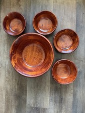 Mid-century Wood Serving Bowls Set