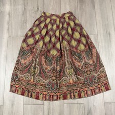 Vtg 80s Polo Ralph Lauren Pleated Maxi Dress Skirt Wool Silk Sz 10 Paisley Italy