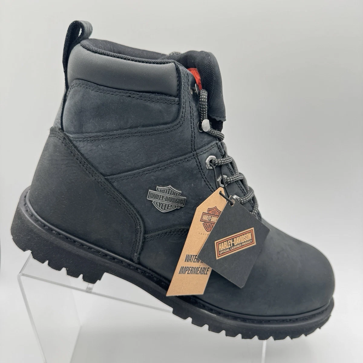 Harley-Davidson  Men\'s Bateman Waterproof Riding Shoes Cream Leather 8.5M D93630 Harley-Davidson M Ankle Boots for Men for Sale | Shop New  main image 4