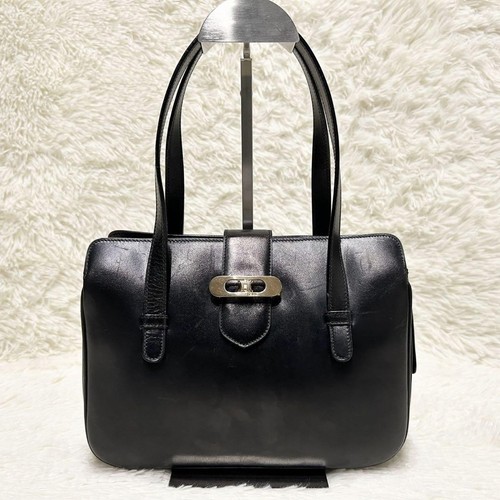 Used Celine Tote Bag Triomphe Hardware Calf Leather Authentic Japan - Picture 2 of 13