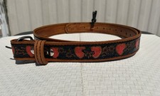 Women&rsquo;s Handmade Belt Brown/Black Floral Heart