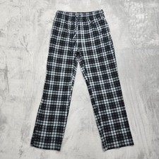 Nautica Pajama Pants Mens M Black Plaid Fleece Drawstring Lounge Sleepwear