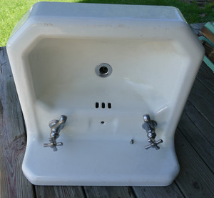 antique cast iron sink wall mount school house industrial basin faucets & drain