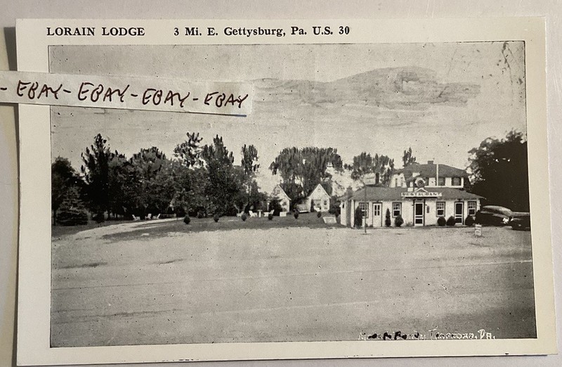 OLD LORAIN LODGE RESTAURANT CABINS GETTYSBURG PA LINCOLN HIGHWAY U.S.30 POSTCARD