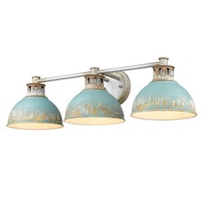 Rustic 3-Light Vanity Light in Antique Black Iron with Aged Galvanized Steel