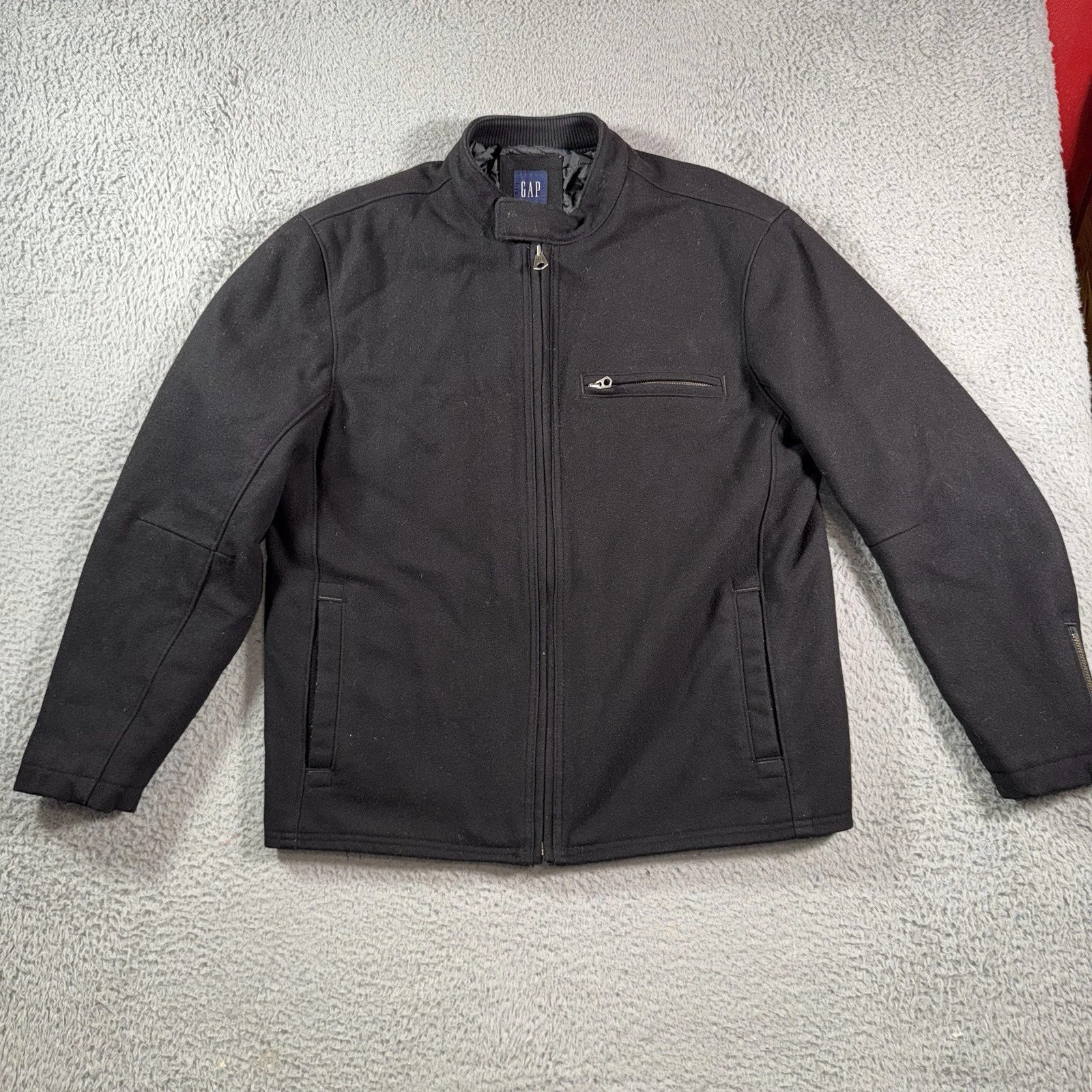 Vintage GAP Jacket Mens Large Wool Blend Full Zip Quilted Lined Y2K