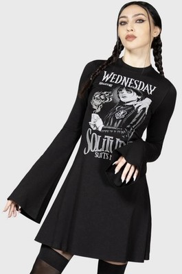 Killstar x Wednesday Addams Black Solitude Skater Dress Small NEW WITHOUT TAGS