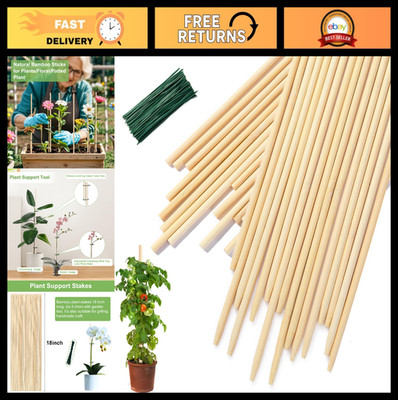 120 PCS 18'' Bamboo Plant Stakes - Wood Support for Gardening, Indoor Plants & Cr