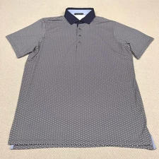 Greyson Mens XL Geo Print Performance Polo Golf Shirt Navy White Stretch