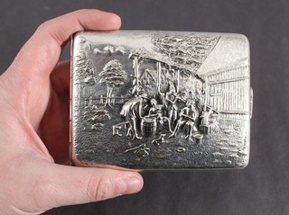 Antique Victorian HANS JENSEN Denmark Repousse Silverplate Cigarette Case NR