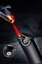 Black Metal Windproof Jet Lighter Red Flame UK Seller Fast Shipping Cool Gift