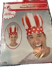 Canadian Crazy Hair Headband 1pc Red And White Fits Kids And Adults